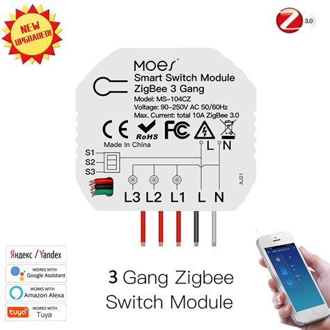 Moes Smart Module Relay 1 2 3gang 2 3way 10A Zigbee Smartlife Smart