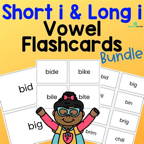 Short I And Long I Vowel Flashcard Packet 3 Sizes Included