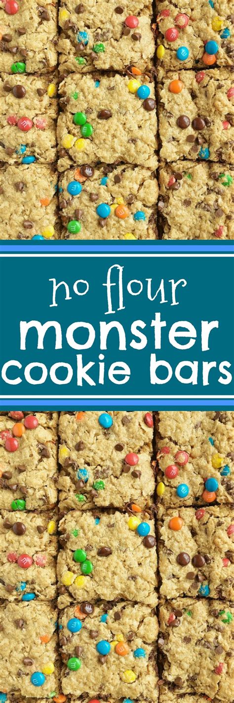 No Flour Monster Cookie Bars Cookie Bars Monster Cookies Gluten