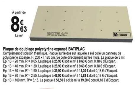 Promo Plaque De Doublage Polystyr Ne Expans Batiplac Chez Trid Me