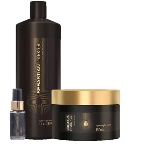 Kit Sebastian Professional Dark Oil Shampoo 1l Mascara 150ml E Oleo Capilar 30ml Único