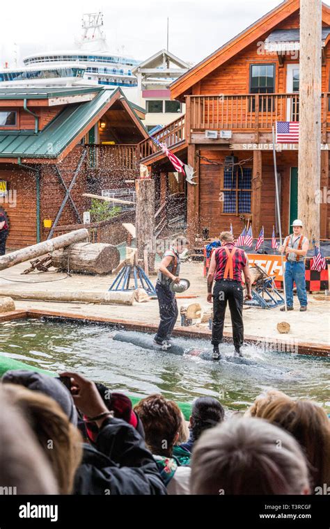 Log Rolling Demonstration At The Great Alaskan Lumberjack Show In