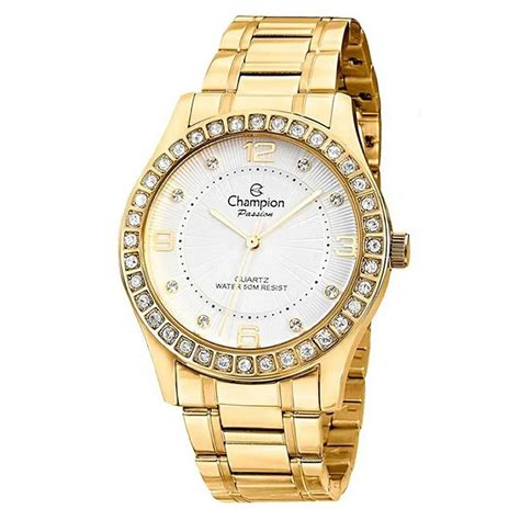 Kit Relógio Champion Passion Feminino Dourado CN29187W SunClock