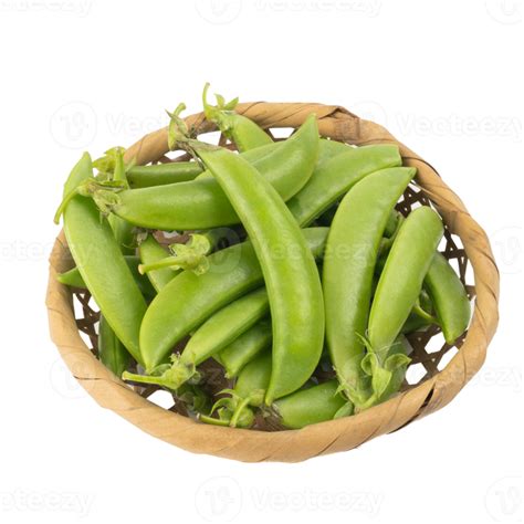 Fresh Green Peas Or Sugar Snap Peas Isolated On White Background