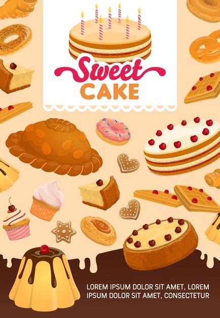 Premium Vector Bakery And Pastry Desserts Cartoon Vector