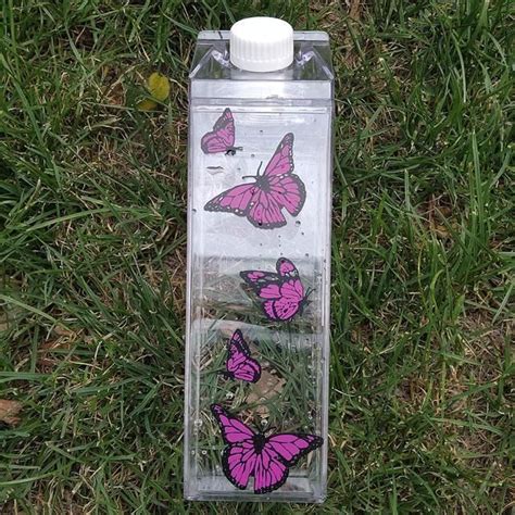 Gourde Bidon Red Butterfly Ml Bouteille En Plastique Transparent