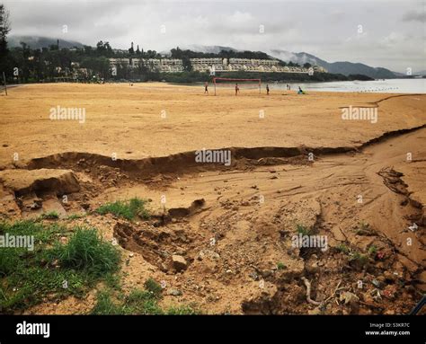 Erosion Of The Beach By Runoff After Heavy Rain Tai Pak Bay Lantau