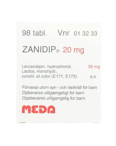 Zanidip Tablett Filmdrasjert 20 Mg 98stk Apotek 1