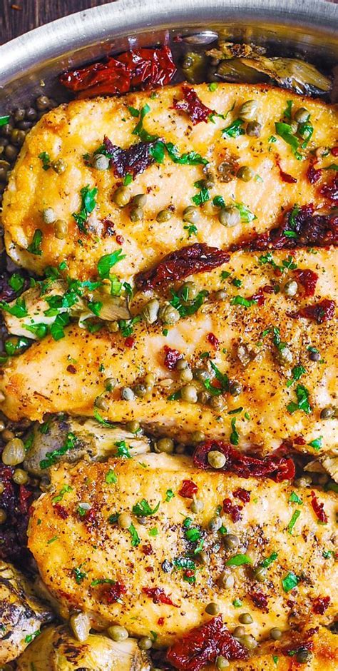 Mediterranean Chicken With Sun Dried Tomatoes Artichokes And Capers Easy Mediterranean Diet