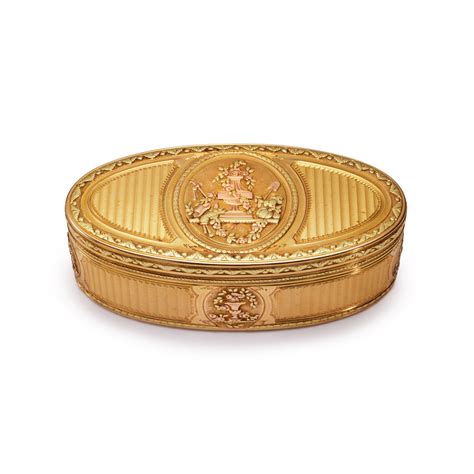 A Louis XVI Vari Color Gold Oval Snuff Box Nicolas Marguerit Paris