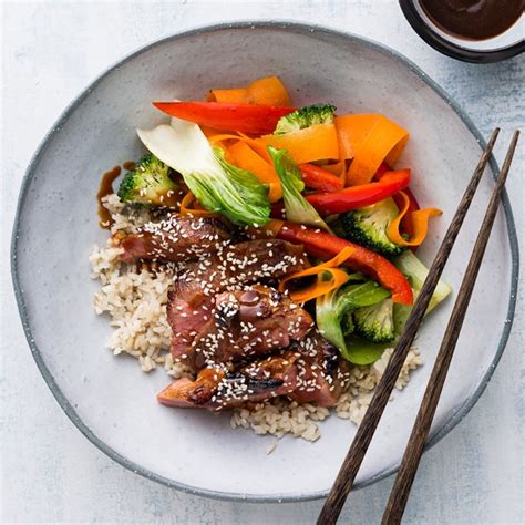 Asian BBQ Lamb With Brown Rice And Asian Veggies My Food Bag