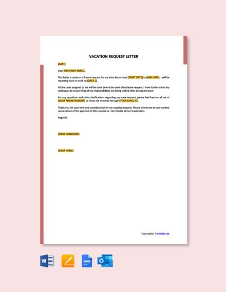 Vacation Leave Request Letter Template Free PDF Google Docs Word