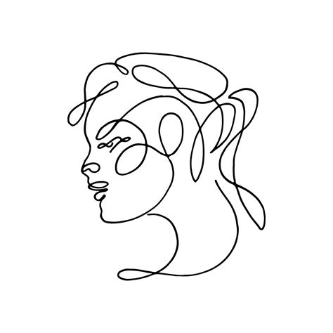 Premium Vector Woman Head Vector Lineart Illustration One Line Style Drawing Woman Line Art