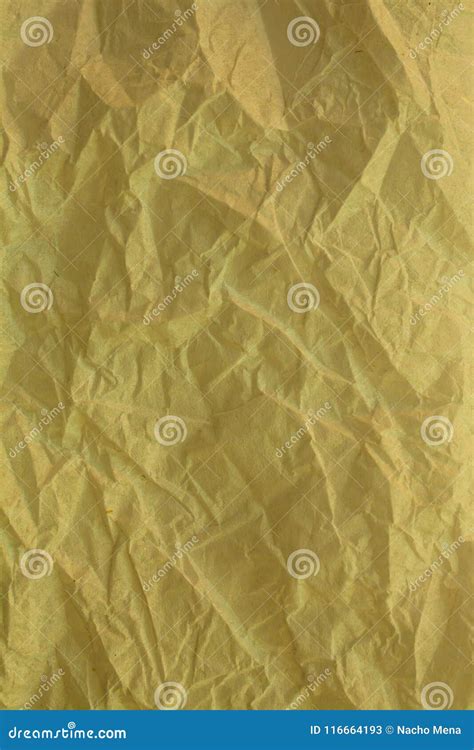 Yellow Crumpled Paper Texture And Background Close Up View Of Yellow