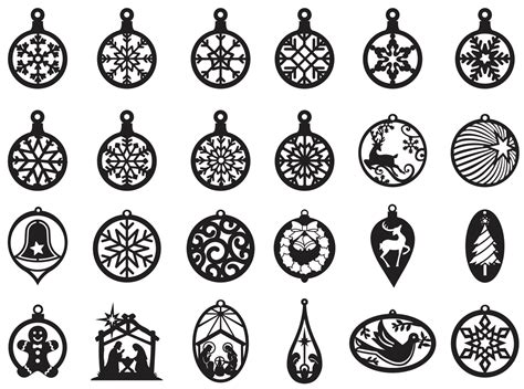 200 Christmas Tree Ornament Bundle Vector Cdr Dxf Eps Svg Ai Laser Cut Cnc Digital Art