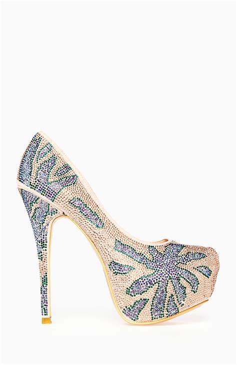 Luxe Crystal Platform Heels In Nude DAILYLOOK