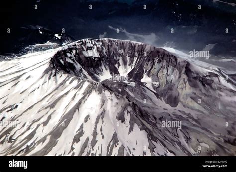 volcano snow eruption Stock Photo - Alamy