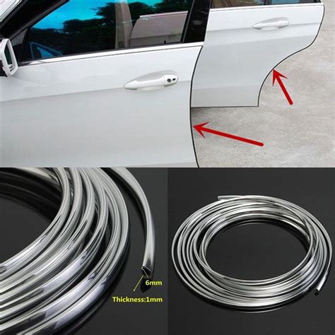 8mmx6m Door Edge Chrome Strip Guard Moulding Trim Edge Protectors