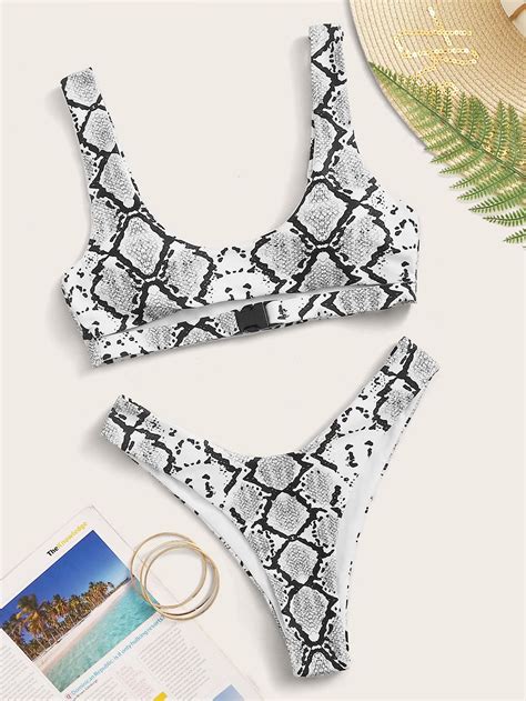 Snakeskin Print Criss Cross Bikini Set Artofit