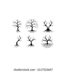 Naked Tree Silhouettes Set Handdrawn Isolated Stock Vector Royalty