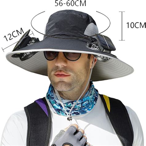 Solar Cooling Fan Hat Wide Brim Mens Sun Hat With Powerful Solar