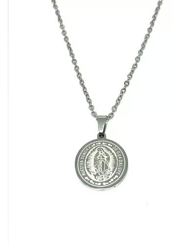 Cadena Medalla Virgen Guadalupe Cm Acero Inoxidable Plata