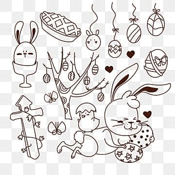 Easter Doodle Line Descent Rabbit Black And White Lines Graffiti