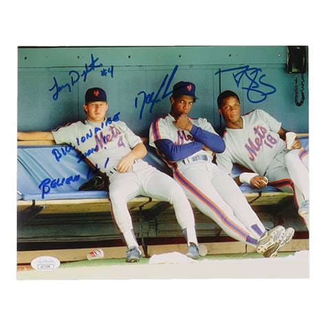 Dwight Gooden Darryl Strawberry Lenny Dykstra Signed Mets X Photo