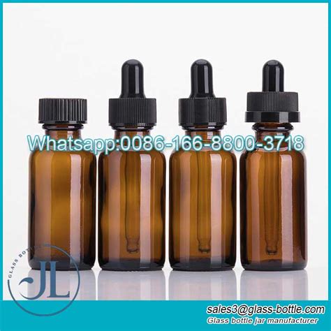 Ml Amber Boston Round Serum Essential Oil Glass Bottle With Black