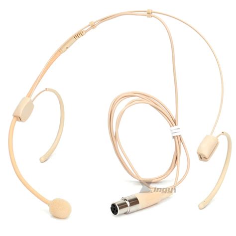 Beige Mini Xlr Pin Ta F Headset Microphone Headworn Double Ear Hook