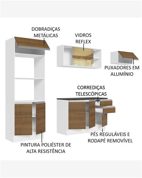 Riachuelo Arm Rio De Cozinha Completa Mdf Cm Branco Rustic