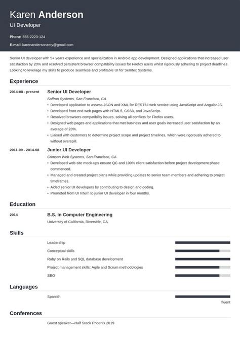 Ui Developer Resume Example Template Influx Resume Examples Job