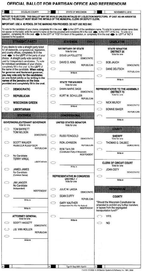 Sample Ballot For Superior Douglas County Wisconsin General