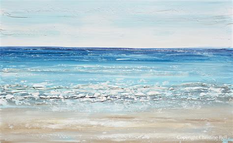 Giclee Print Abstract Beach Painting Coastal Blue Ocean Canvas Decor ...