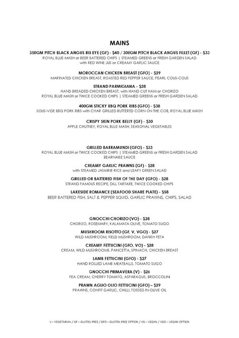 Menu At Strand Lakeside Café Cafe Byford
