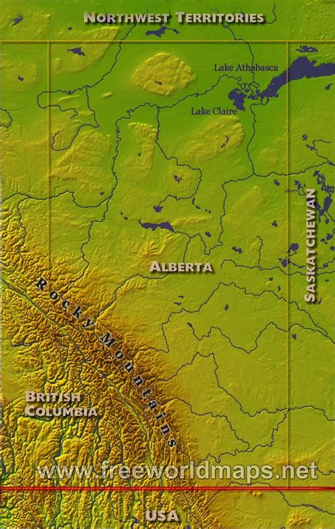 Physical Map Of Alberta