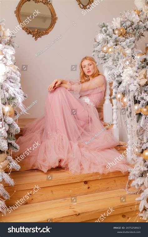 Beautiful Blonde Long Pink Dress Beautiful Stock Photo 2075258923 Shutterstock