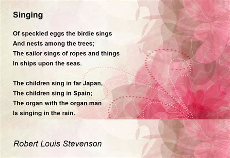 Singing Singing Poem By Robert Louis Stevenson