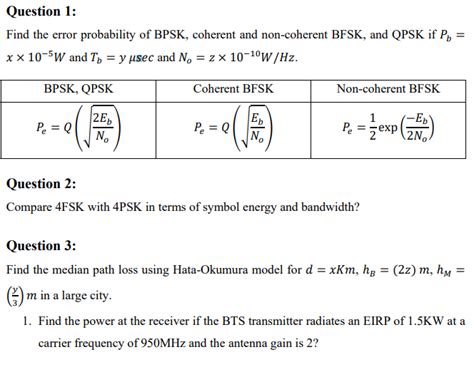 Solved Question Find The Error Probability Of Bpsk Chegg