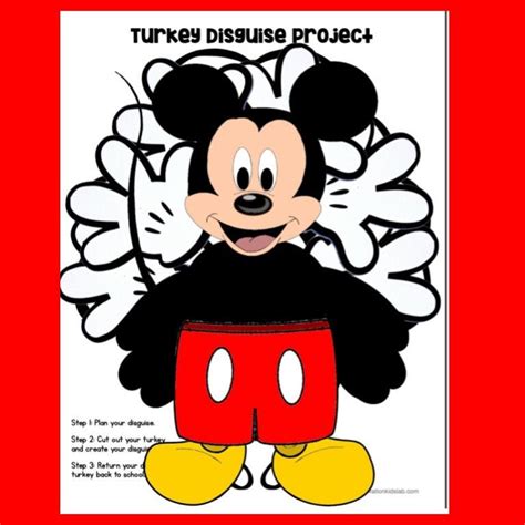 Disguise A Turkey Mickey Mouse Etsy