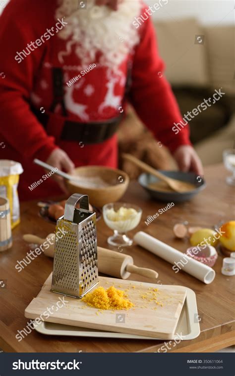 Santa Claus Cooking Home Christmas Cookies Stock Photo 350611064