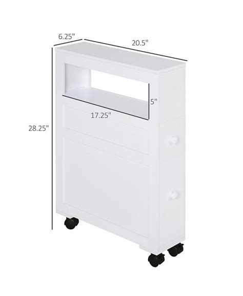 Homcom Wood Rolling Bathroom Side Storage Cabinet White Macy S