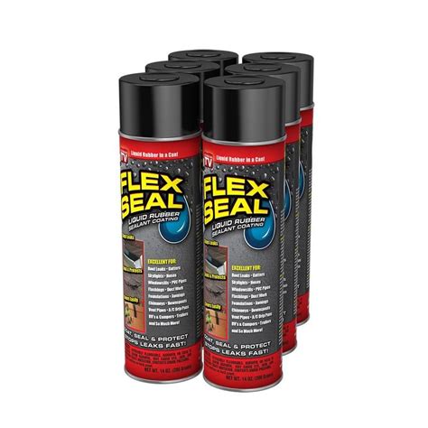 Flex Seal 14 Fl Oz Black Aerosol Spray Rubberized Coating 6 Pack Fsr20 Cs Rubber Sealant