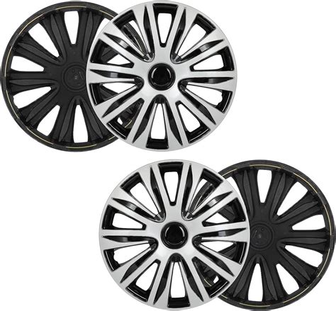 Roadfar Gloss Black Silver Oem Steel Wheel Hubcaps Rim Wheel