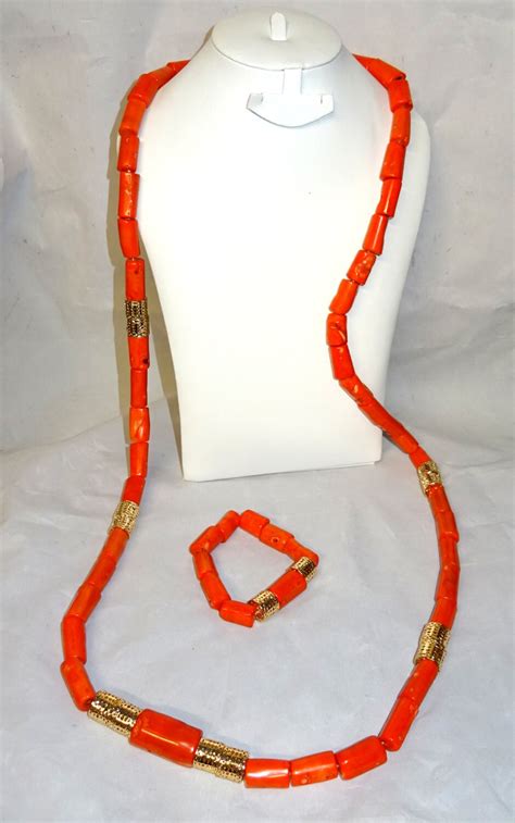 Long Men Traditional Long Coral African Nigerian Beads Etsy