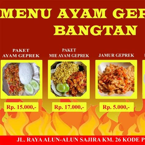 Menu Ayam Geprek Bang Tan Fast Jek