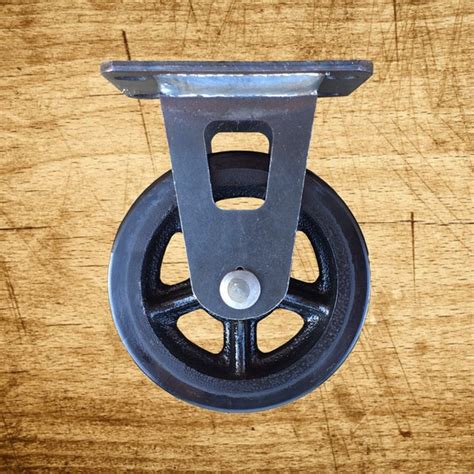 4 Inch Soft Tread Vintage Rigid Caster With Spoke Wheel Hub