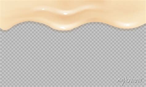 Flowing Realistic Liquid Mayonnaise On Transparent Background Spreading