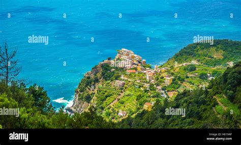 Vista Panor Mica De La Bella Ciudad Manarola Uno De Los Cinco Pueblos