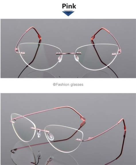 Rimless Glasses Frame Women Titanium Ultralight Eyeglasses Prescription Frameless Cat Eye